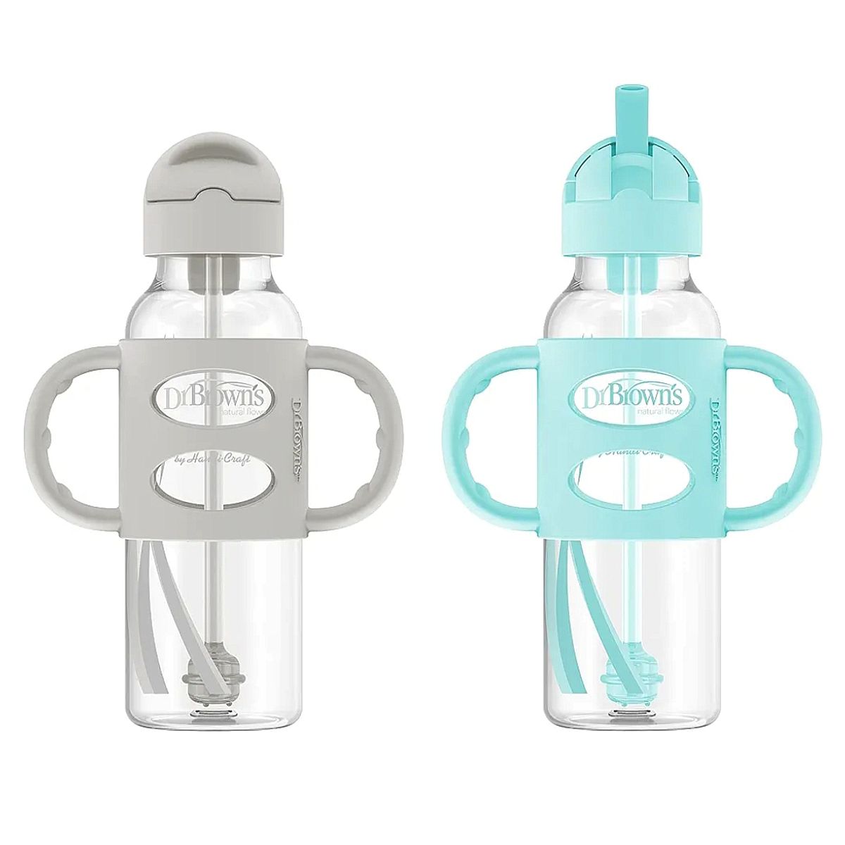 DR BROWNS - Biberón con Cañita y Asas - Antiderrame Boca Estrecha 8 oz
