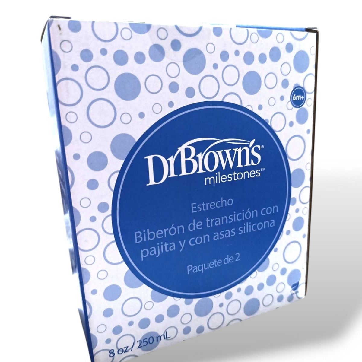 DR BROWNS - Biberón con Cañita y Asas - Antiderrame Boca Estrecha 8 oz