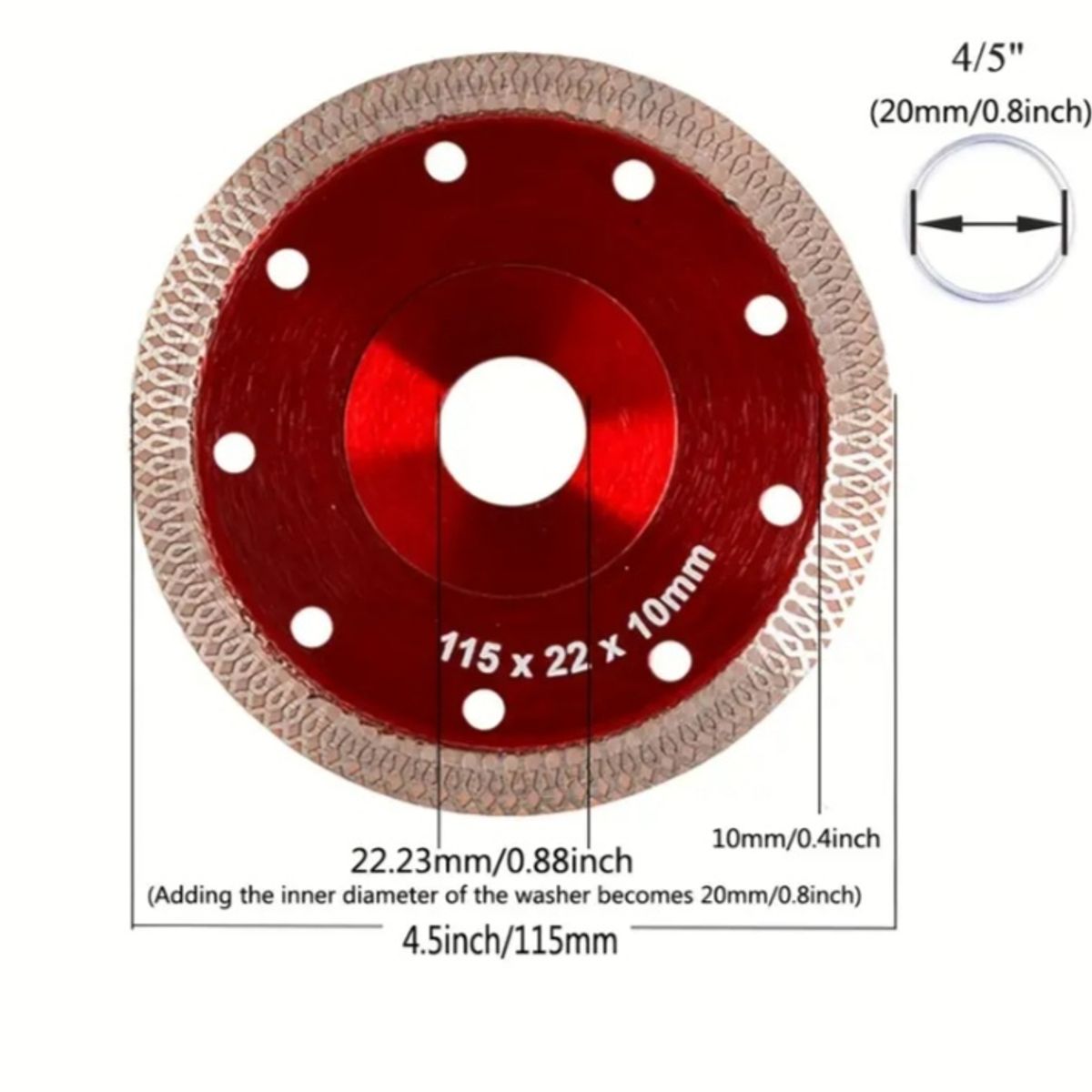 GENERICO - DISCO DIAMANTADO ROJO TRENZADO 4 1/2 PARA PORCELANATO
