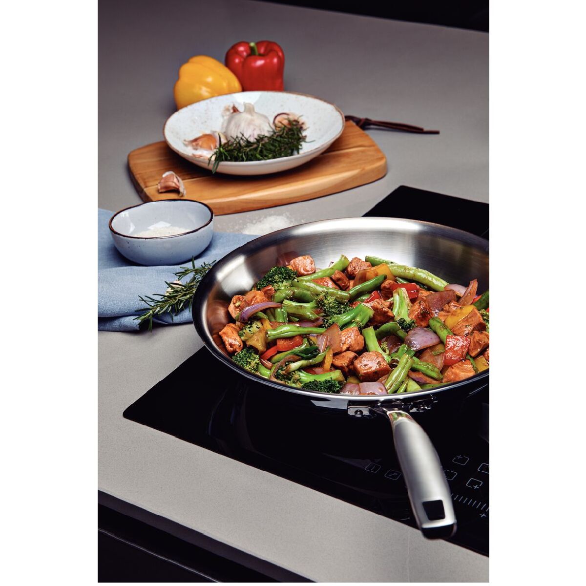 TRAMONTINA - Sarten wok Tramontina de acero inoxidable de 28 Cm y 3,4 Lt