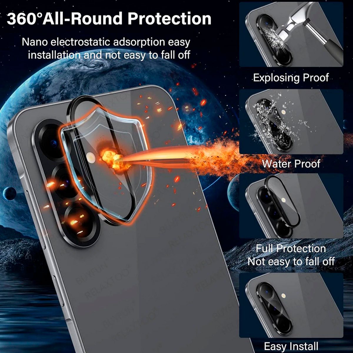 GENERICO - Protector de Cámara Compatible con Galaxy A35 - Celeste