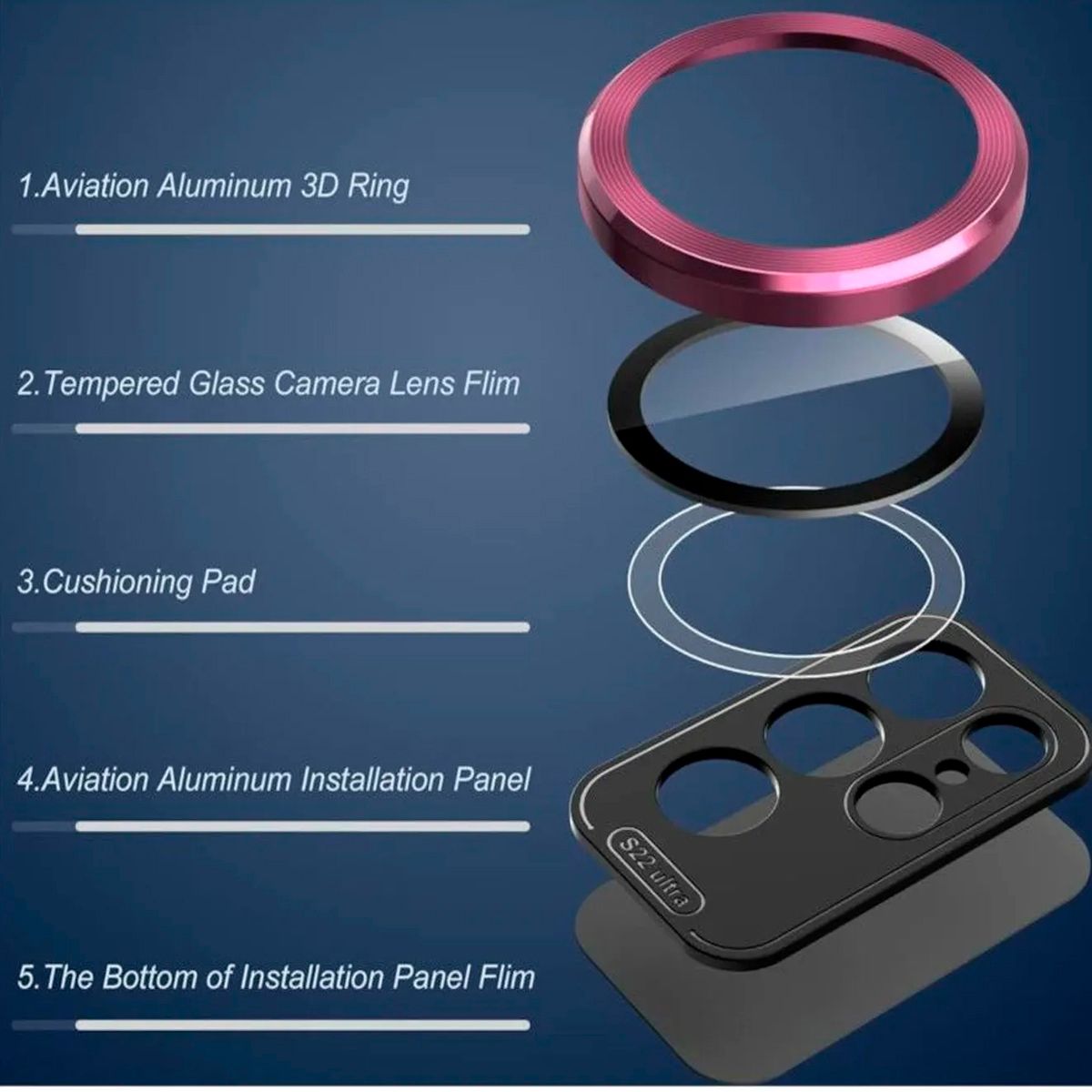 GENERICO - Protector de Lente Glass Individual Compatible con Galaxy S24 Ultra Rosado