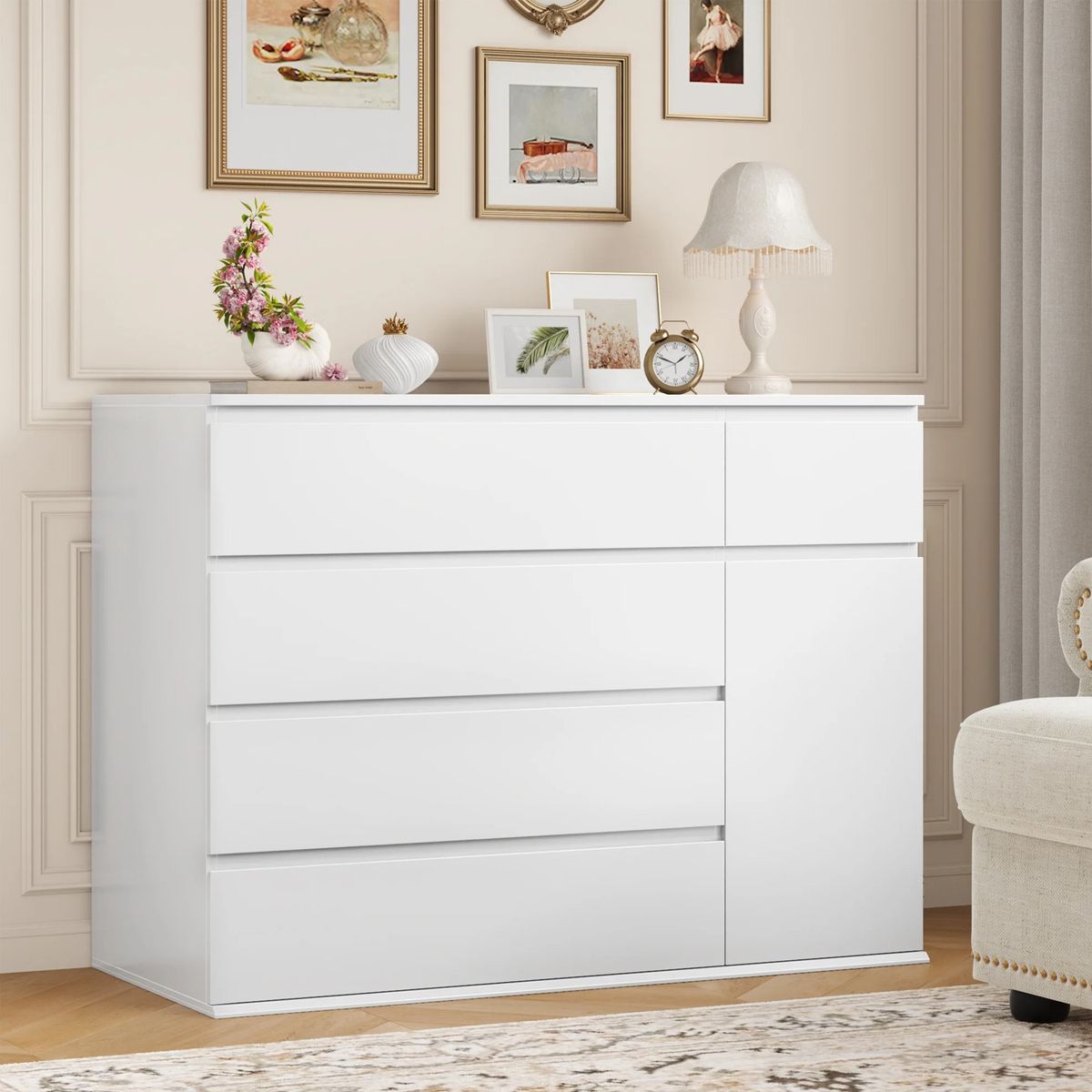 GENERICO - Comoda 5Cj con 1 Puerta Sarah