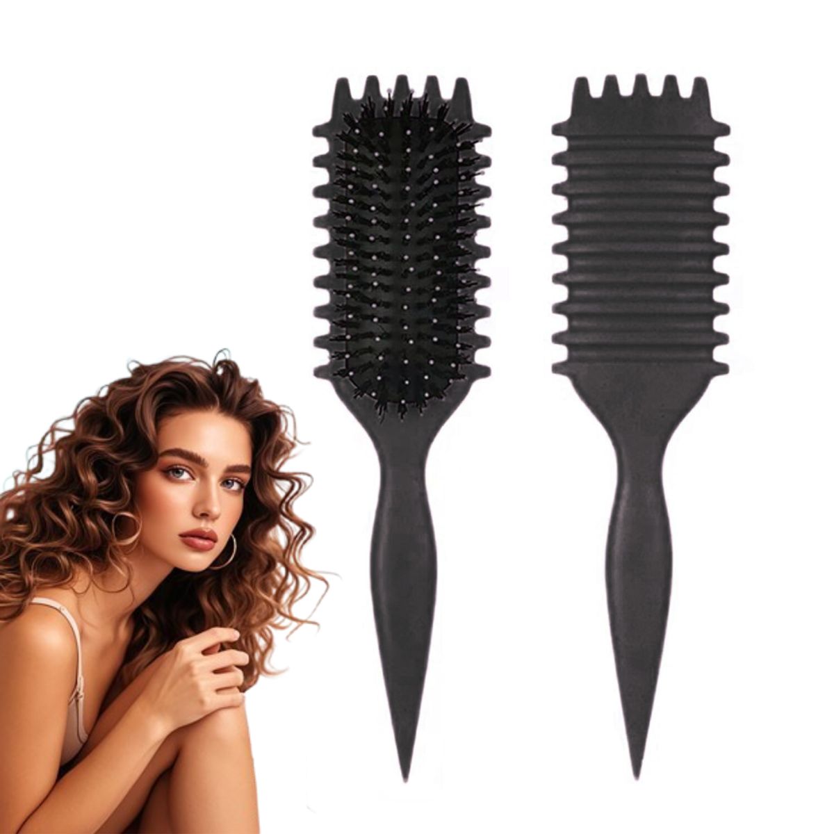 GENERICO - PEINE PARA RIZOS - CURLY HAIR BRUSH NEGRO