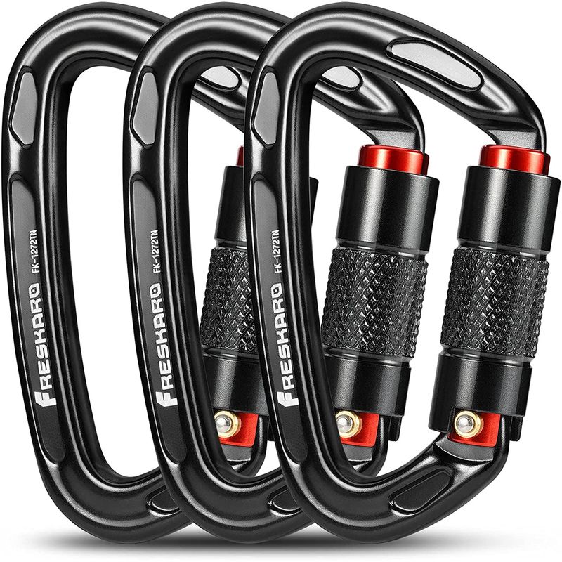 PUREPOWER - Mosquetón De Escalada 25kn Para Aparejos Cuerdas-3PCS
