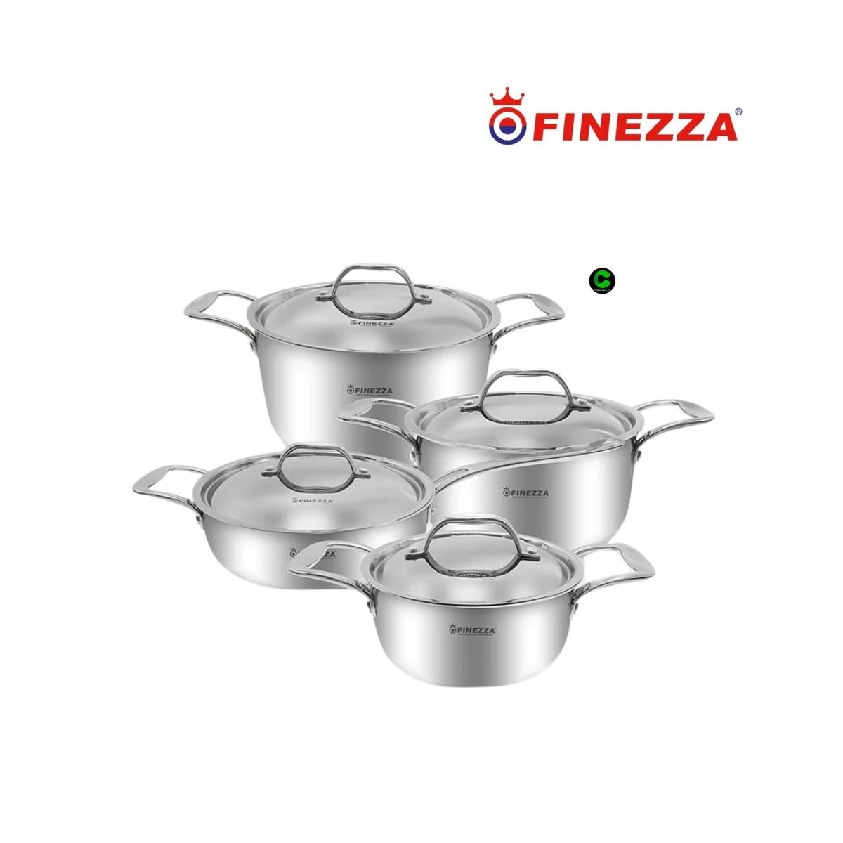 FINEZZA - Juego de Ollas de 8 Piezas Acero Inoxidable FZ-2010TPY