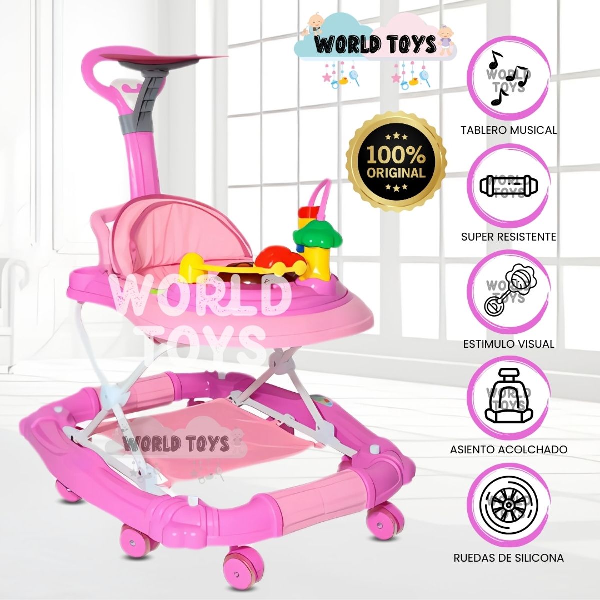 BABY - Andador con Tablero Musical «WALKIE» Pink