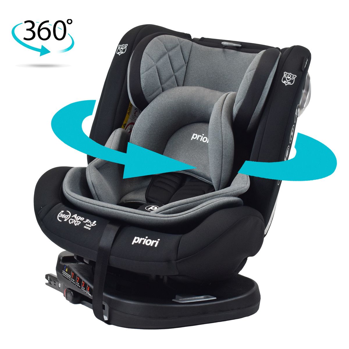 PRIORI - Silla de Auto Bebé 360° Priori First Plus Negro