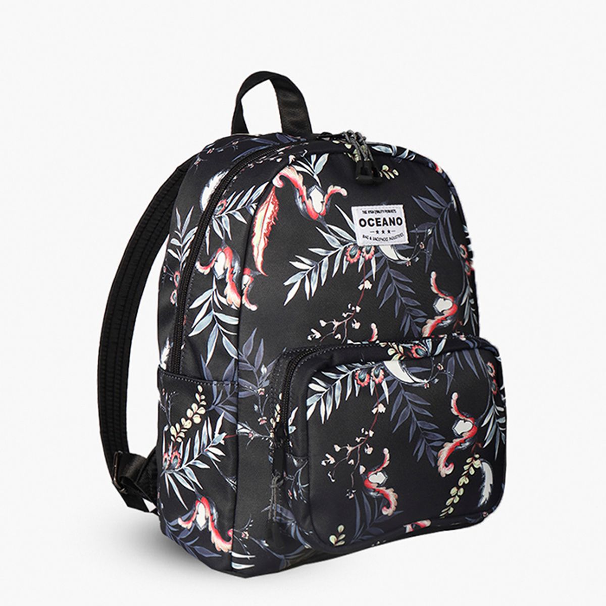 OCEANO - Mochila Oceano Lanis Negro Hojas