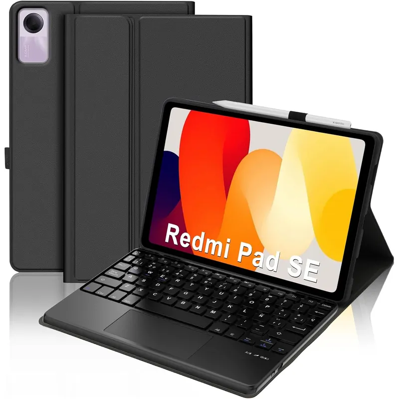 GENERICO - Funda Con Teclado Bluetooth Touchpad para Redmi PAD SE 11"  - NEGRO