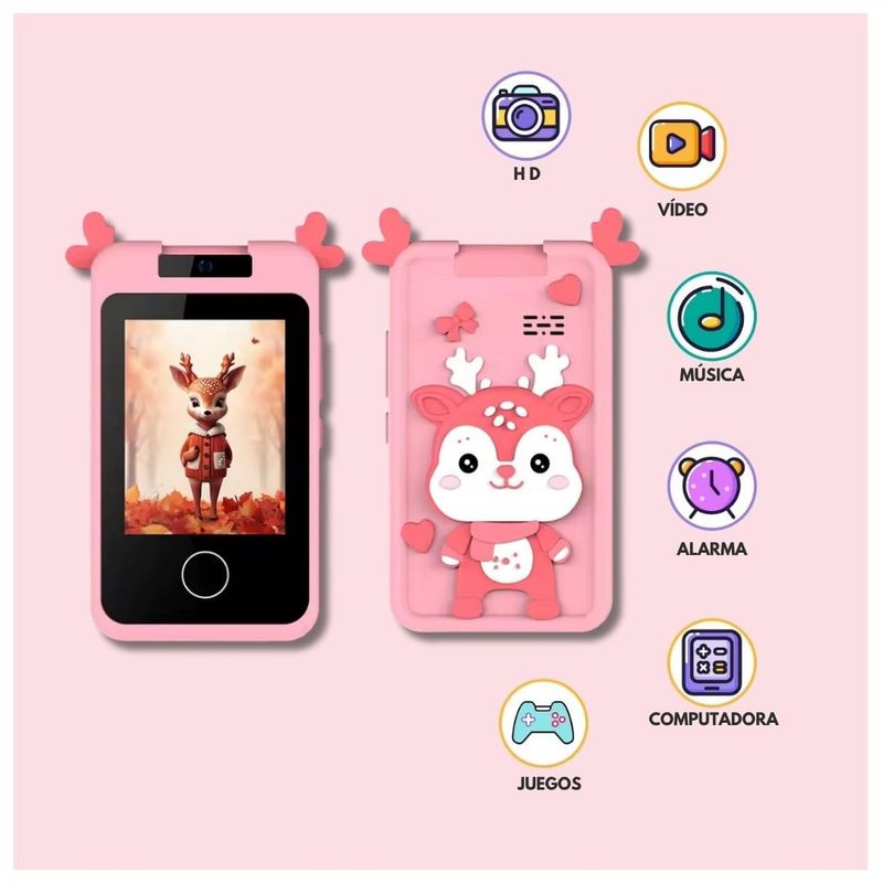 GENERICO - Cámara Digital para niños Fotos 48M Videos HD 1080P Pantalla táctil 180° - Rosa - M