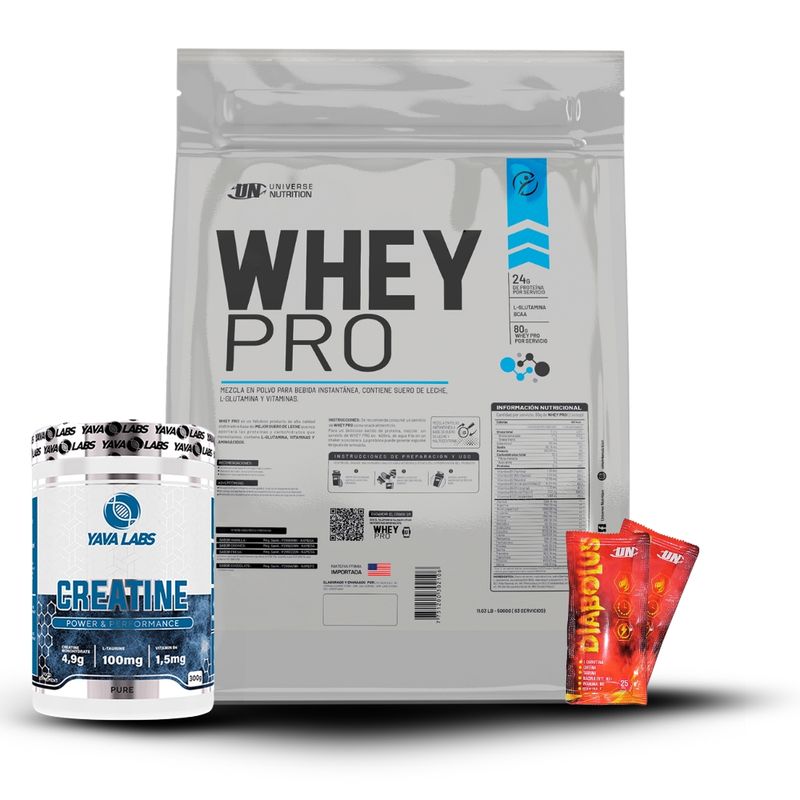UNIVERSE NUTRITION - Whey Pro 5 kg Vainilla+Creatina Yava Labs 300Gr+2 Diabolus