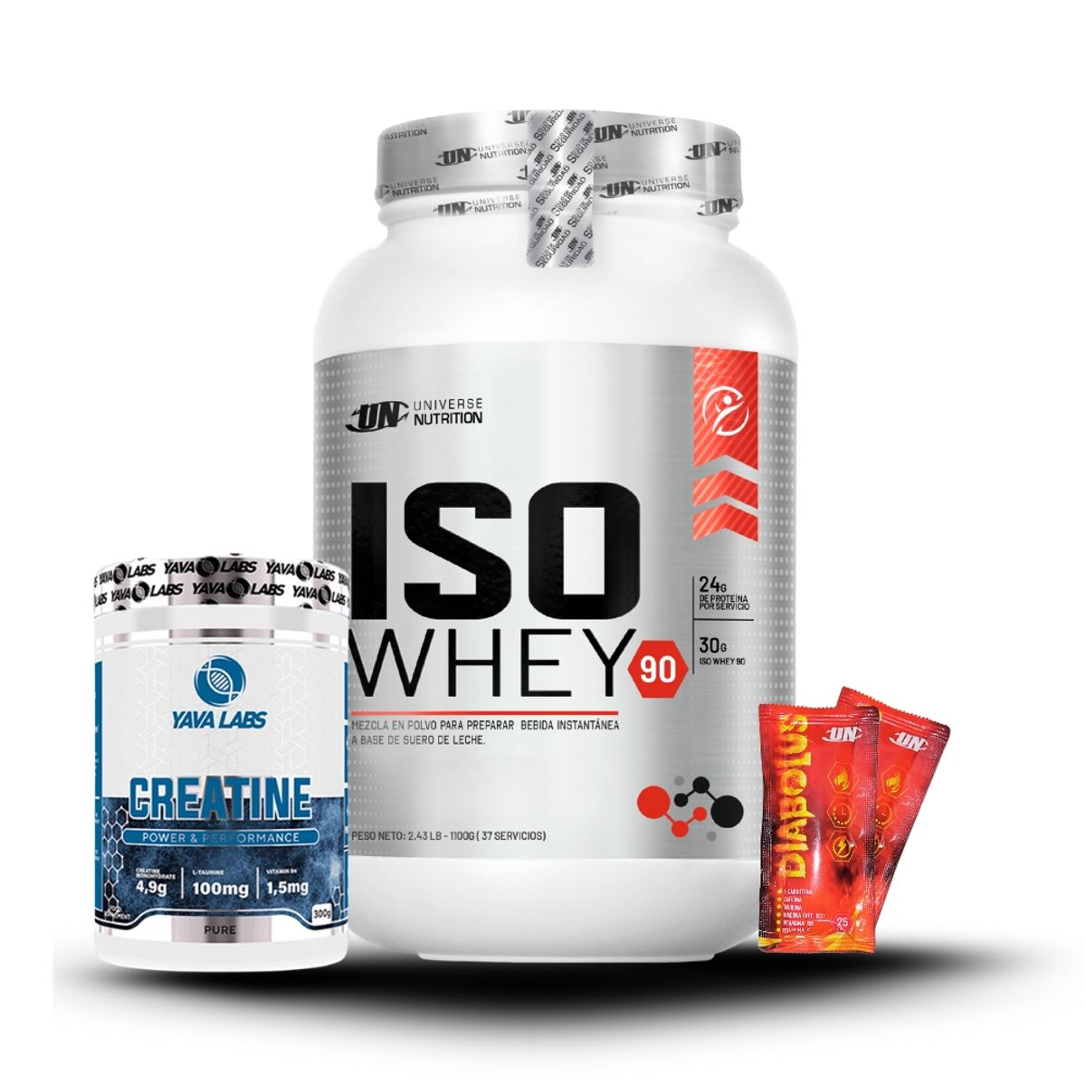 UNIVERSE NUTRITION - Iso Whey 1.1 kg Vainilla+Creatina Yava Labs 300Gr+2 Diabolus