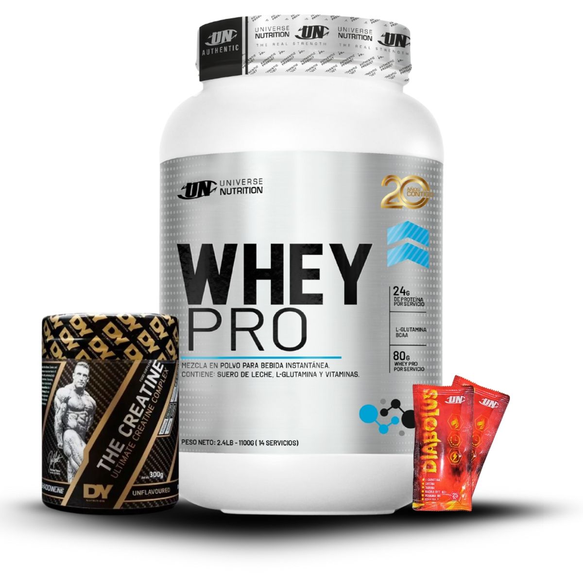 UNIVERSE NUTRITION - Whey Pro 1.1 kg Chocolate+Creatina Dorian Yates 300Gr+Shaker