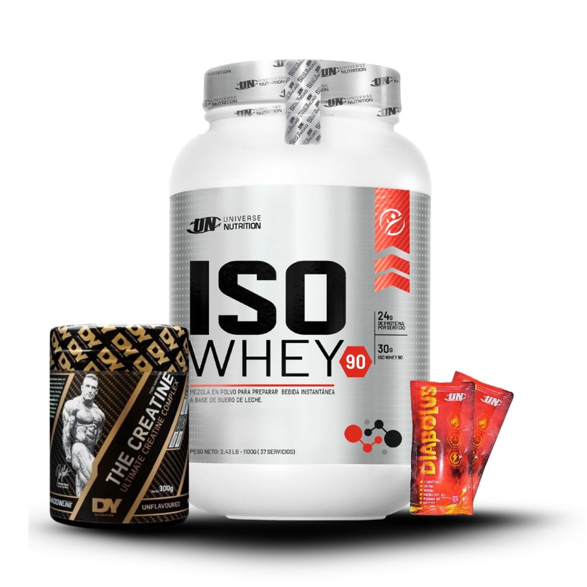 UNIVERSE NUTRITION - Iso Whey 1.1 kg Cookies+Creatina Dorian Yates 300Gr+2 Diabolus