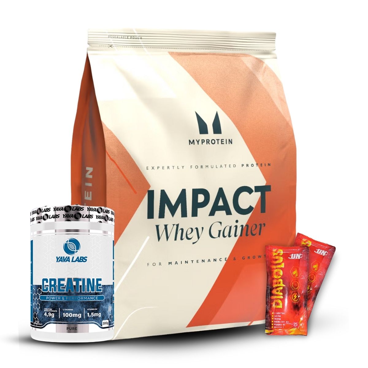 MYPROTEIN - Impact Whey Gainer 2.5 kg Chocolate+Creatina Yava Labs 300Gr+2 Diabolus
