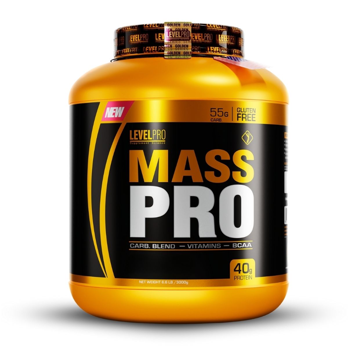 LEVEL PRO - Proteína Mass Pro 3kg Vainilla+Creatina Level Pro 500Gr+2 Diabolus