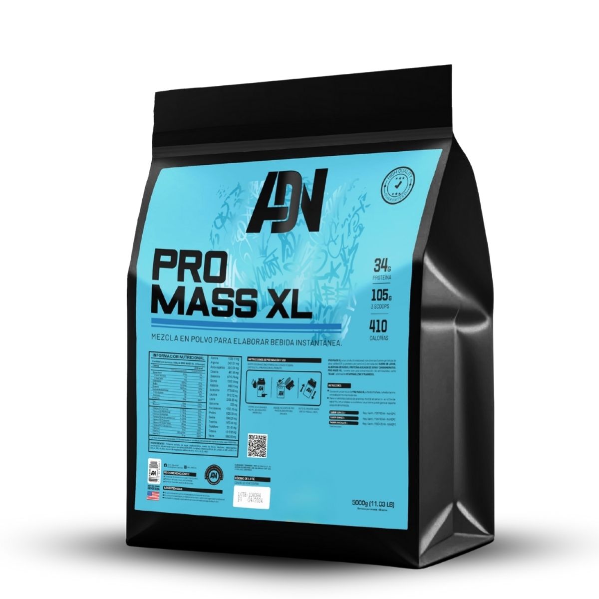 ADN - Proteína Pro mass xl 5kg Cookies+Creatina 250Gr+2 Diabolus