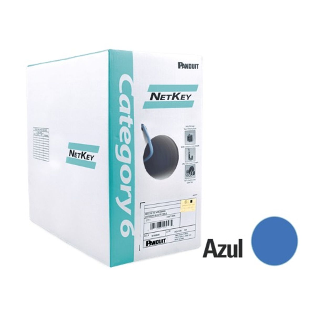 PANDUIT - CABLE NetKey NUL6C04BU-FE Categoria 6 UTP, 305 M. De Cobre, Azul