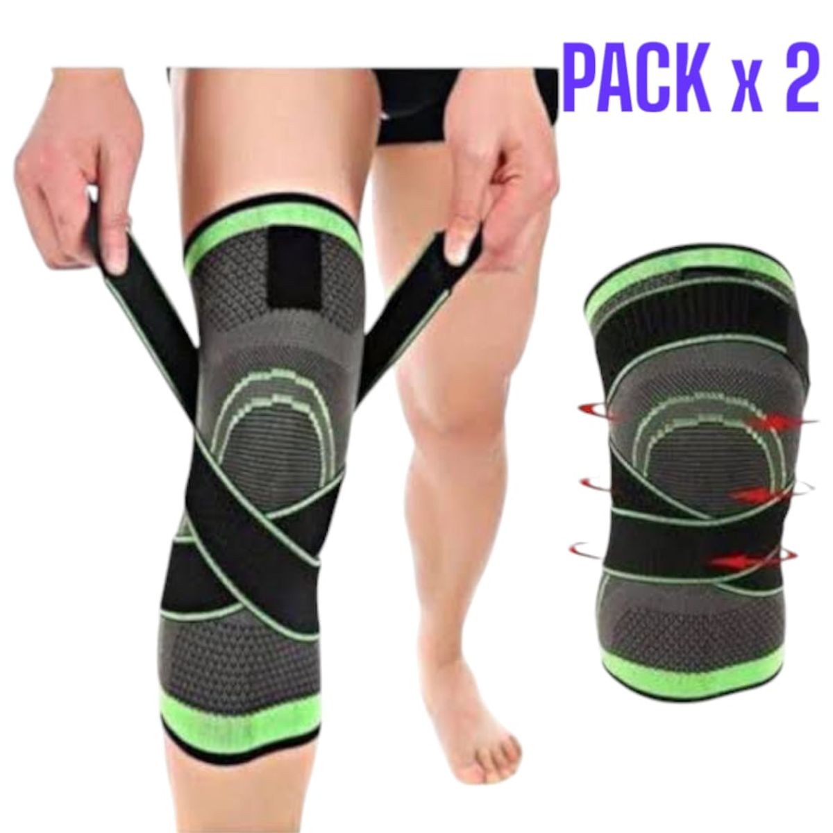 OEM - Pack 2 Rodillera Deportiva Ajustable con Vendaje Velcro Ortopedica