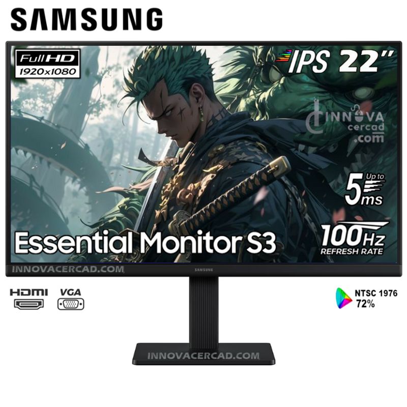 SAMSUNG - Monitor SAMSUNG Essential S3 22 FHD IPS 100Hz