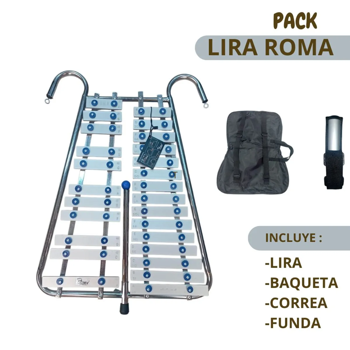 GENERICO - PACK LIRA ROMA  AZUL DE BANDA  C/ CORREA Y FUNDA