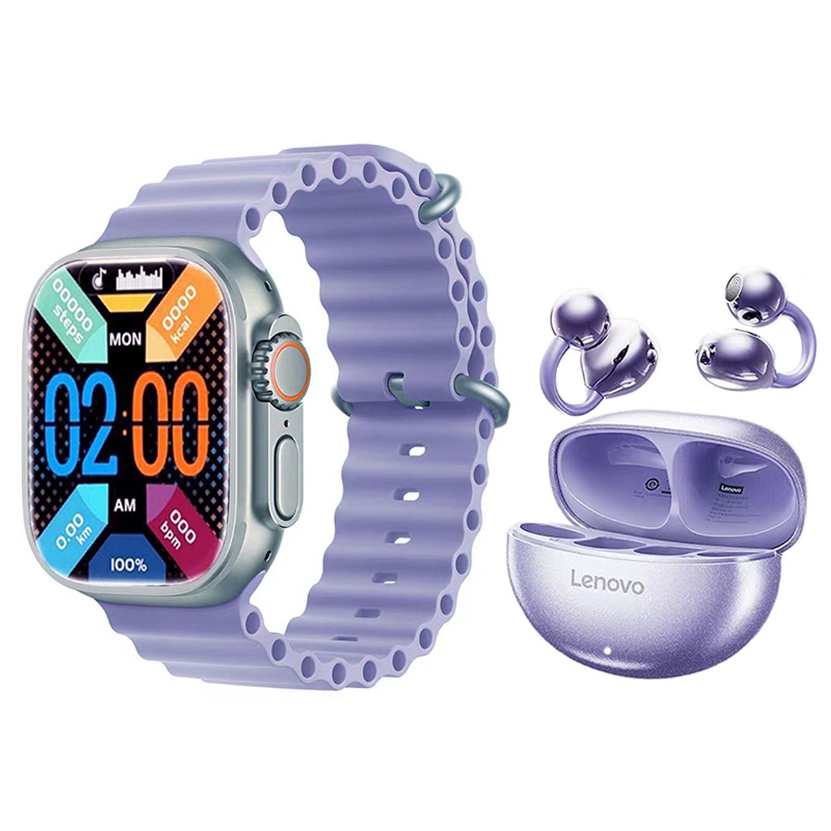 LENOVO - Audifonos Lenovo TA140-Morado y Reloj Inteligente  Toumi S8-P