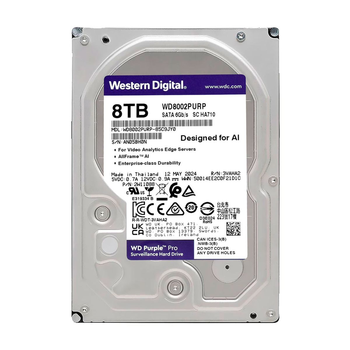 WESTERN DIGITAL - Western Digital WD8002PURP Disco duro Purple Pro 8TB 7200RPM