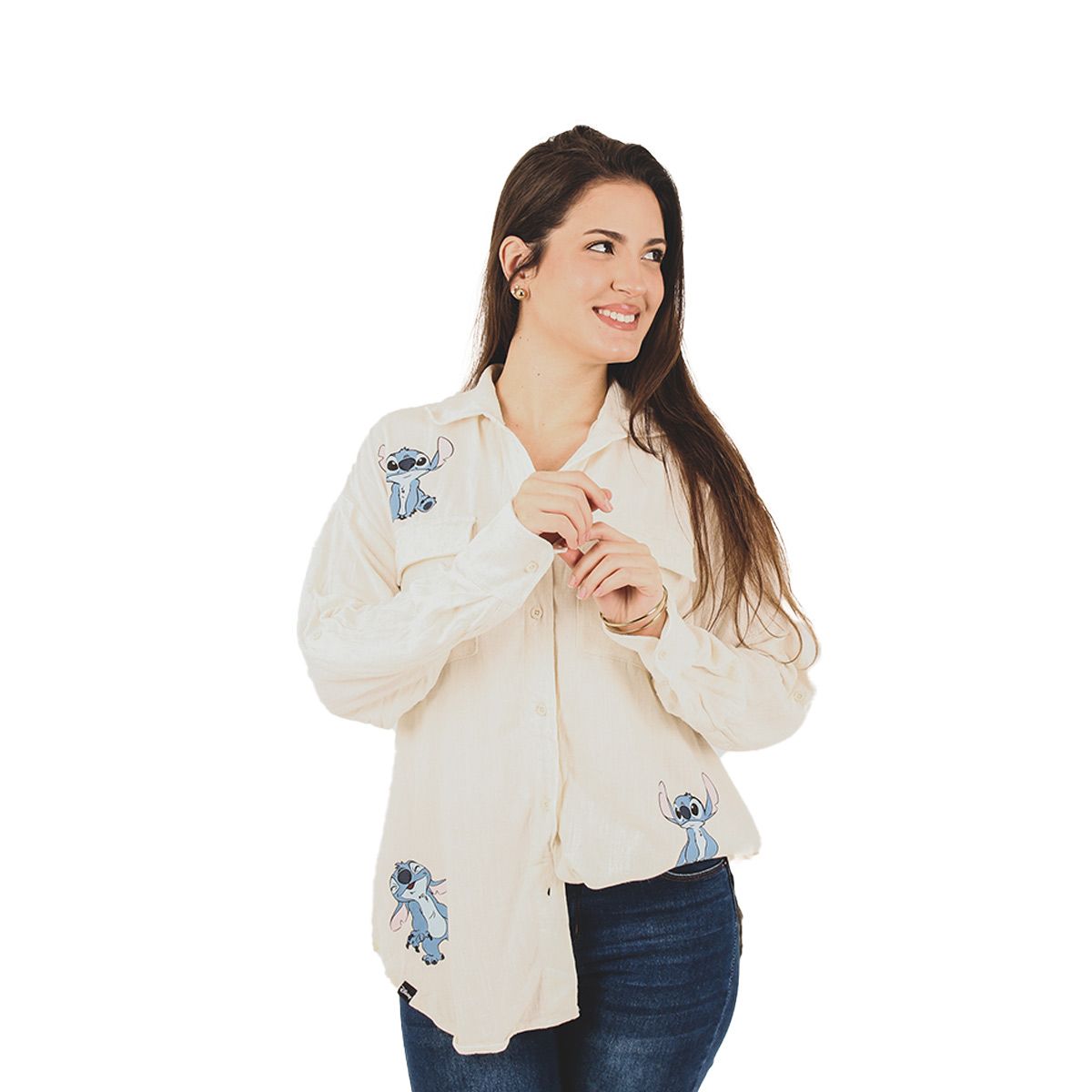 DISNEY - BLUSA OVERSIZE  LILO Y STITCH MUJER MARFIL