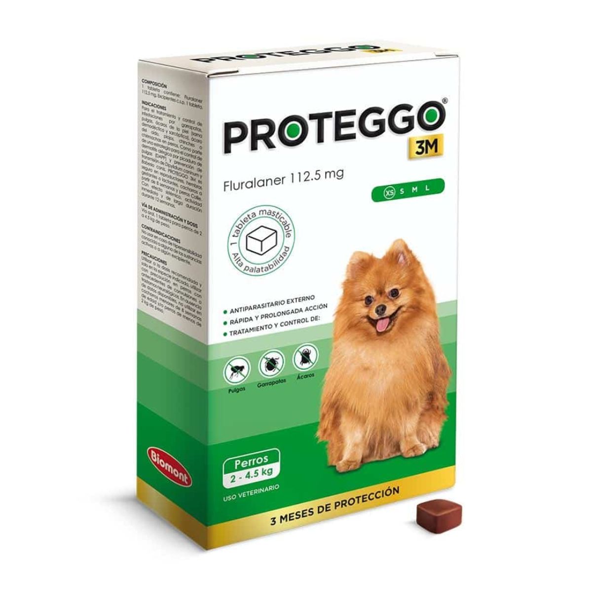 PROTEGGO - Proteggo 3M de 2 a 4,5 Kg X1 Tableta Antipulgas Para Perro