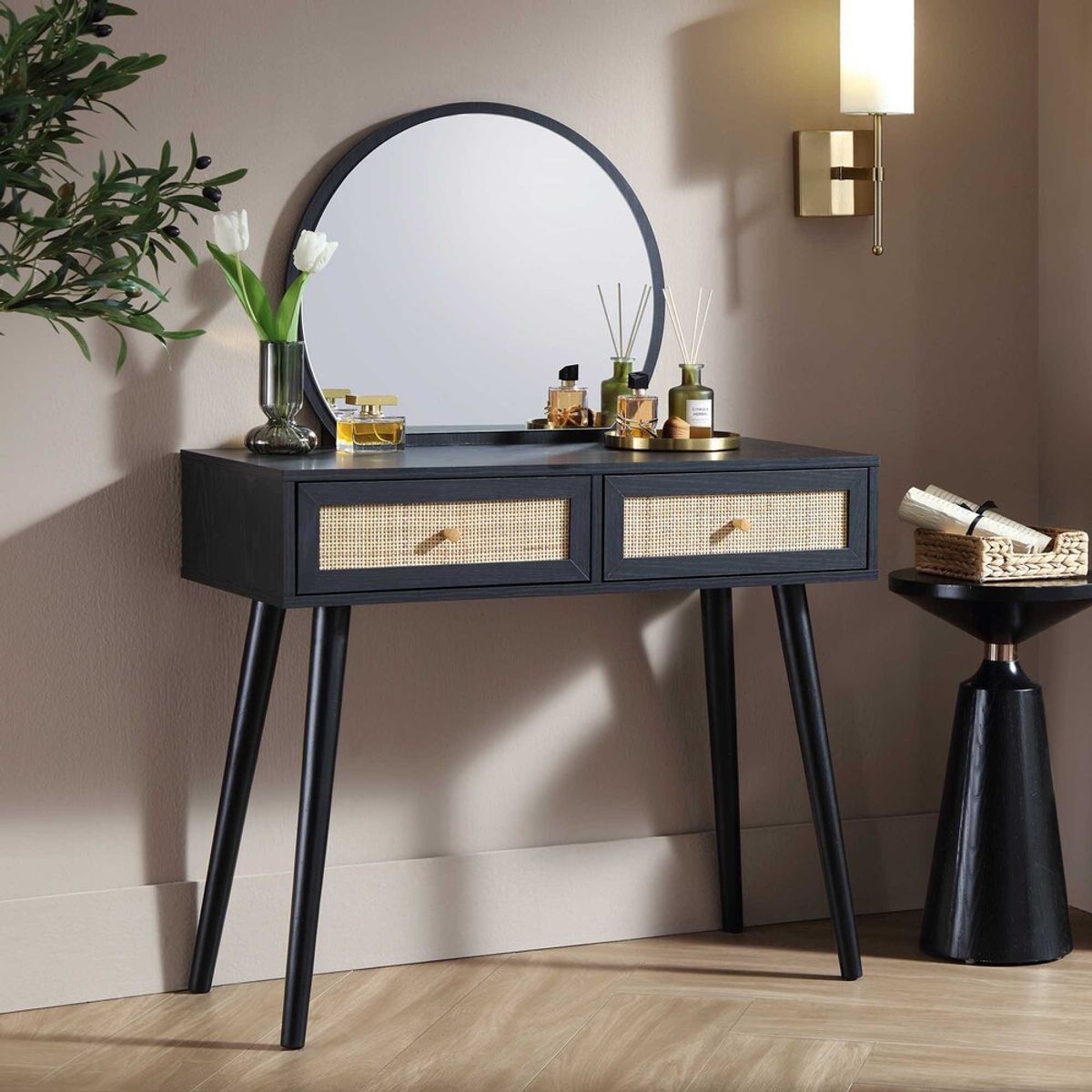 R&R MUEBLES - Tocador Vintage Ageha Negro R&R MUEBLES