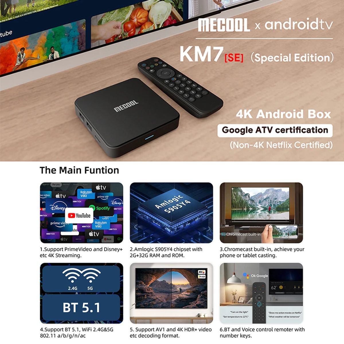 MECOOL - MECOOL KM7 SE (Edición Especial) 32GB Certificados con Android TV 11