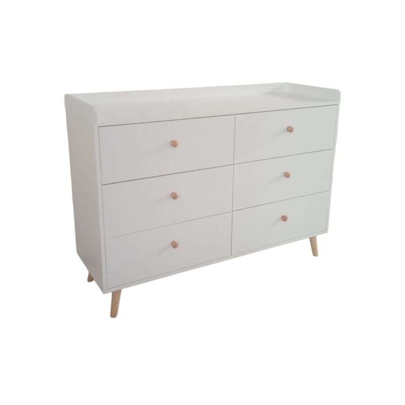GENERICO - Comoda Bebe Estilo Vintage -Blanco 6 Gavetas