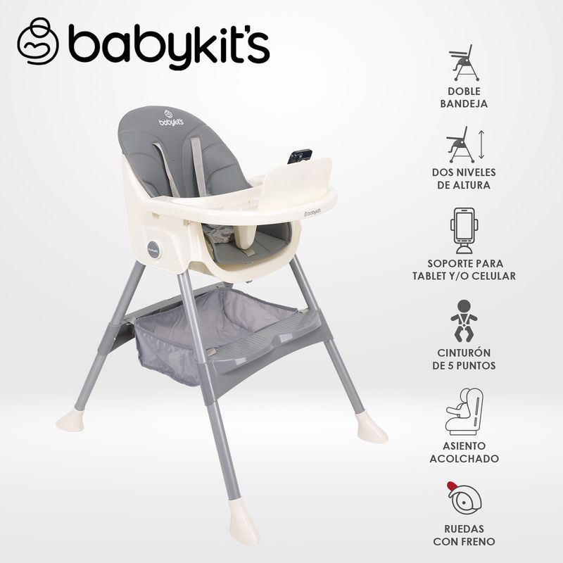 BABY KITS - Silla de Comer Steps Gris