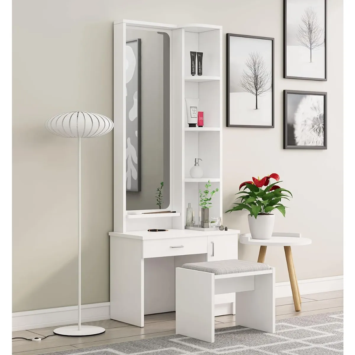 GENERICO - Tocador con Espejo Zasquia Blanco Petrox Home