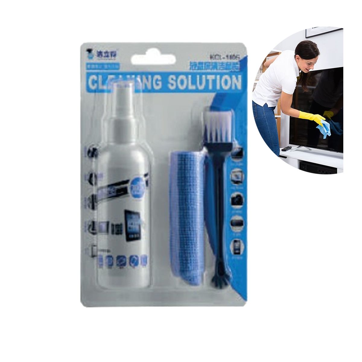 GENERICO - Limpiador de pantalla KCL-1005  Paño y Cepillo