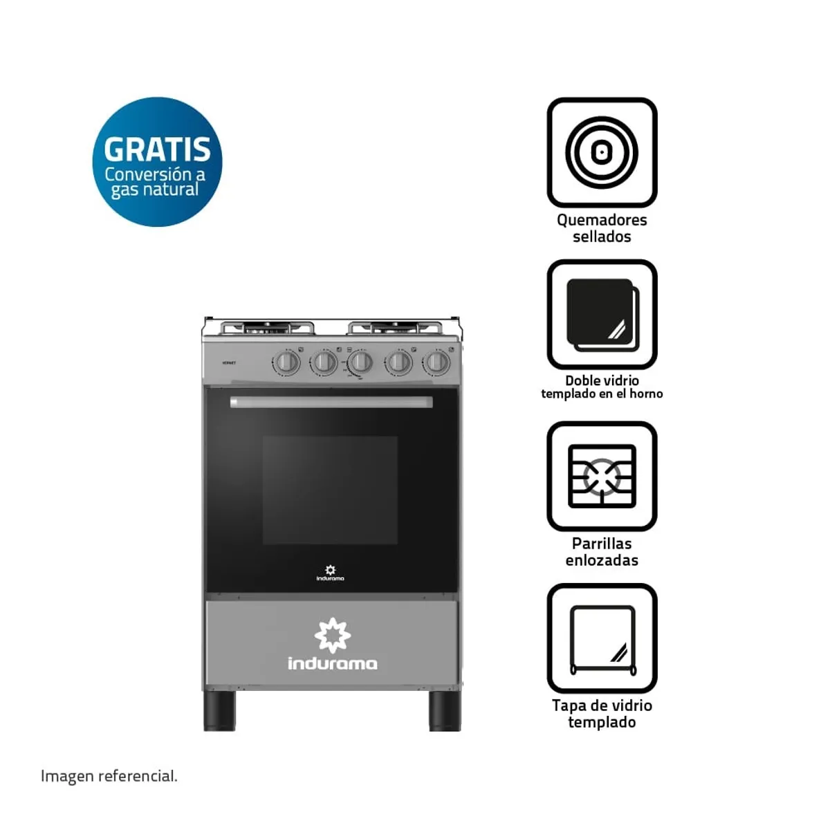 INDURAMA - COCINA A GAS INDURAMA VERNET SPAZIO 3