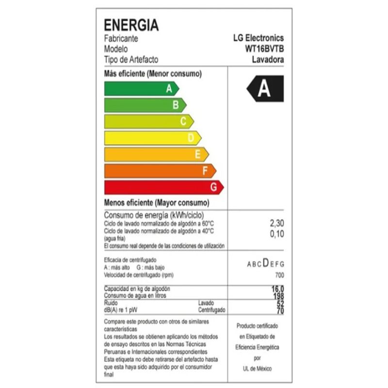 LG - LAVADORA 16KG TURBODRUM CARGA SUPERIOR WT16BVTB LG