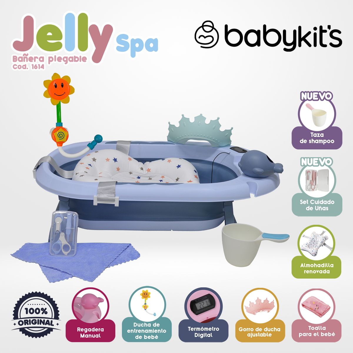 BABY KITS - Tina Bañera Jelly Spa Baby Kits Celeste - Ver. 2025