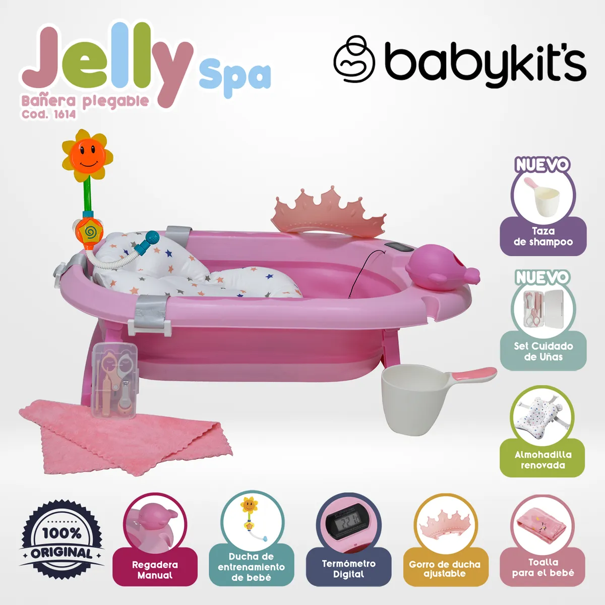 BABY KITS - Tina Bañera Jelly Spa Baby Kits Rosado - Ver. 2025