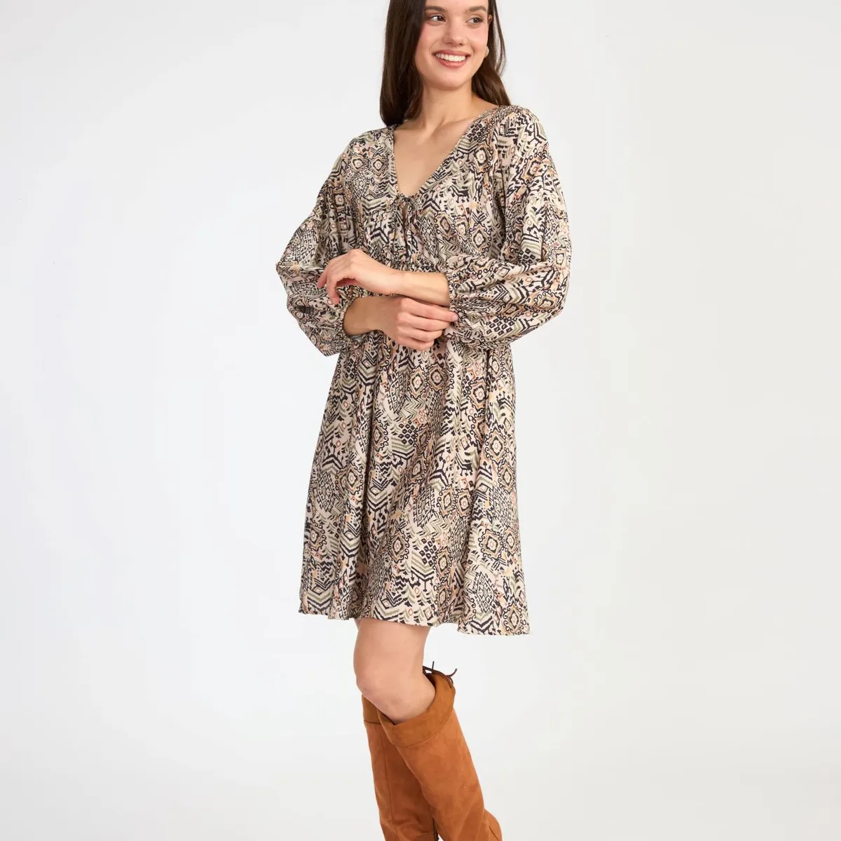 GENERICO - VESTIDO CORTO ESTAMPADO MARINA  ALMAT