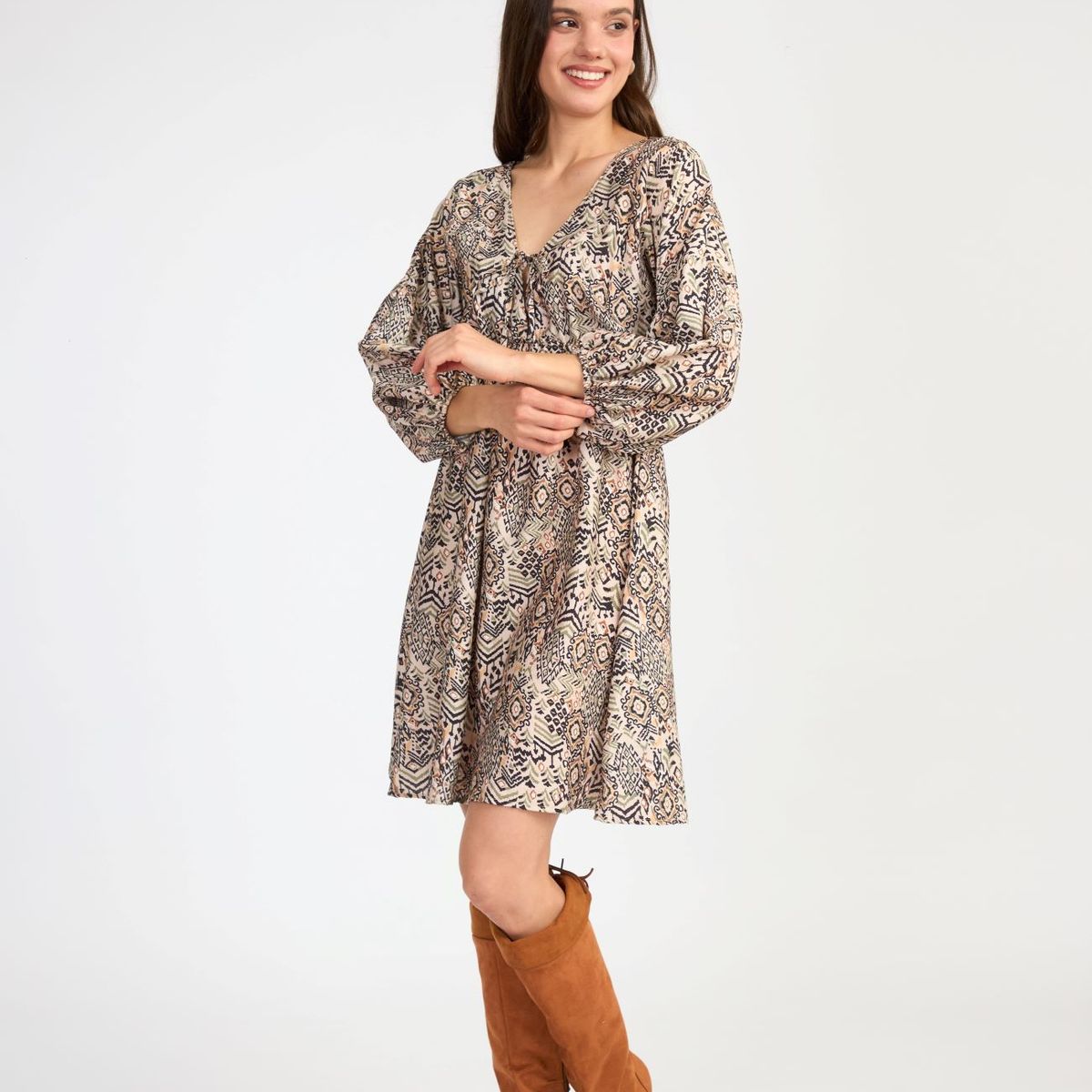 GENERICO - VESTIDO CORTO ESTAMPADO MARINA  ALMAT