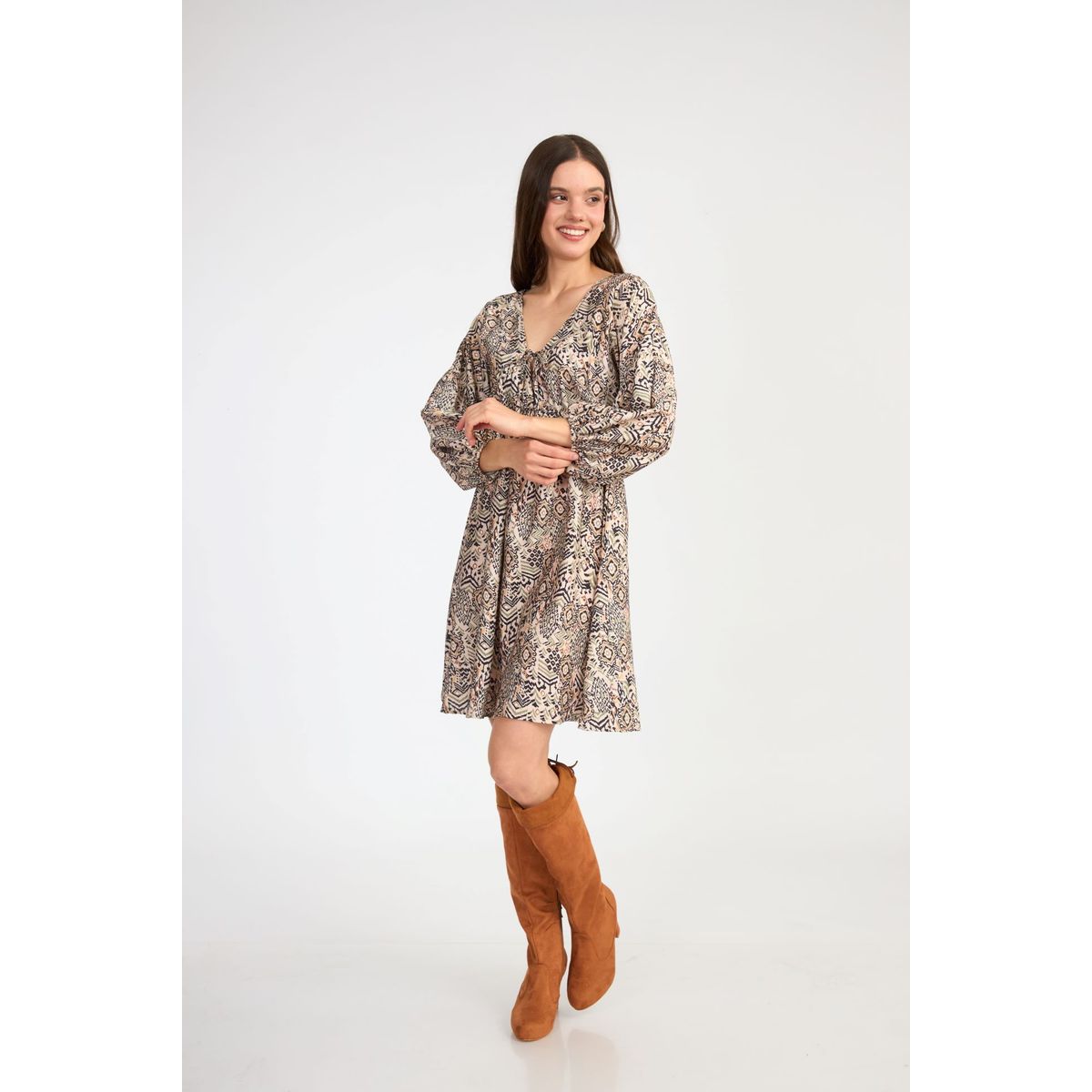 GENERICO - VESTIDO CORTO ESTAMPADO MARINA  ALMAT