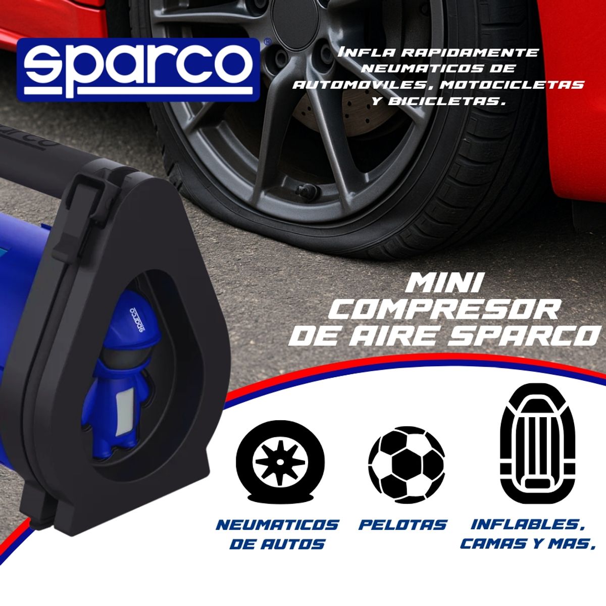 SPARCO - MINICOMPRESOR  12V  20.7  BAR  (SPT160) SPARCO