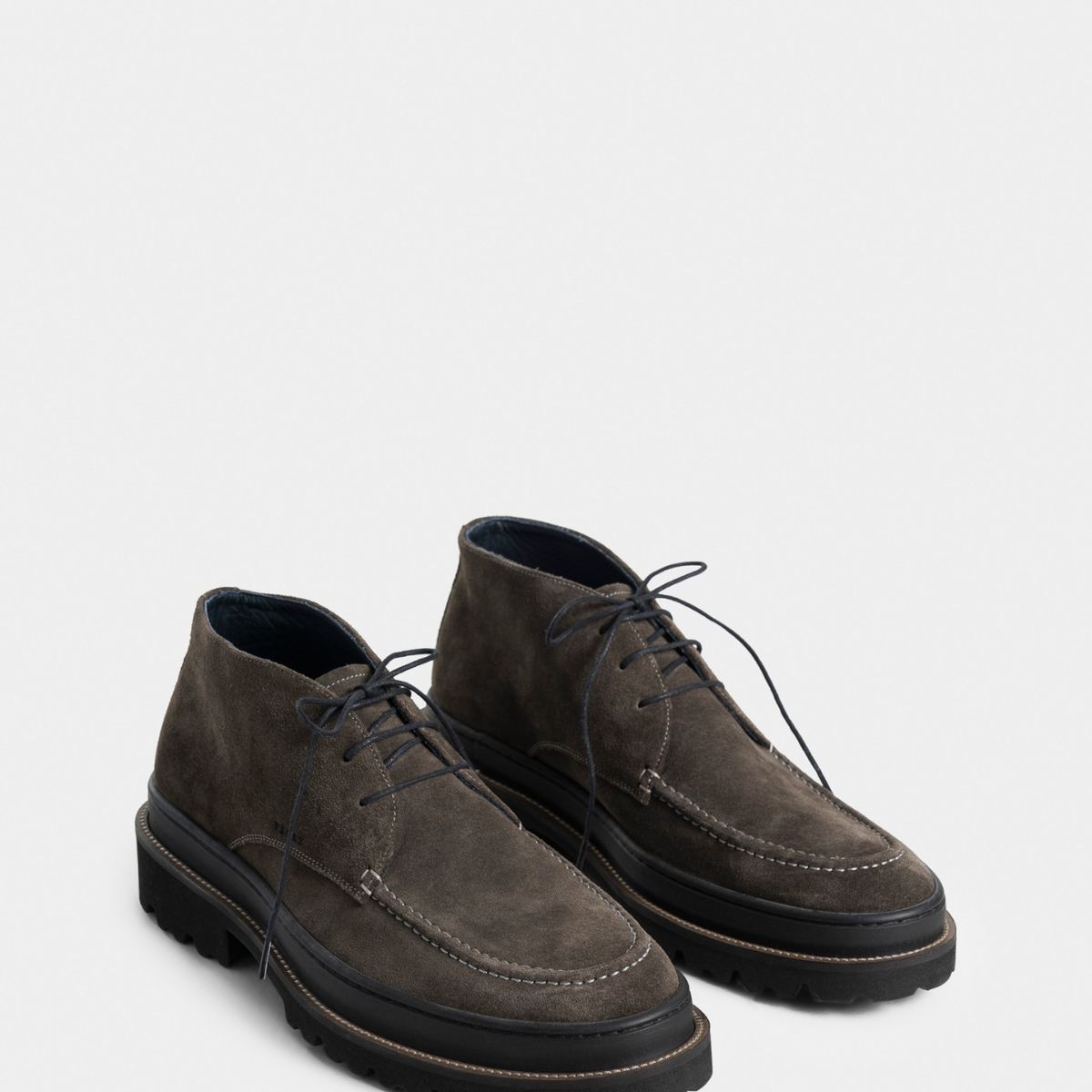 VELEZ - Vélez Zapatos Cordón Cuero Gamuza Hombre Costura Gris Plata