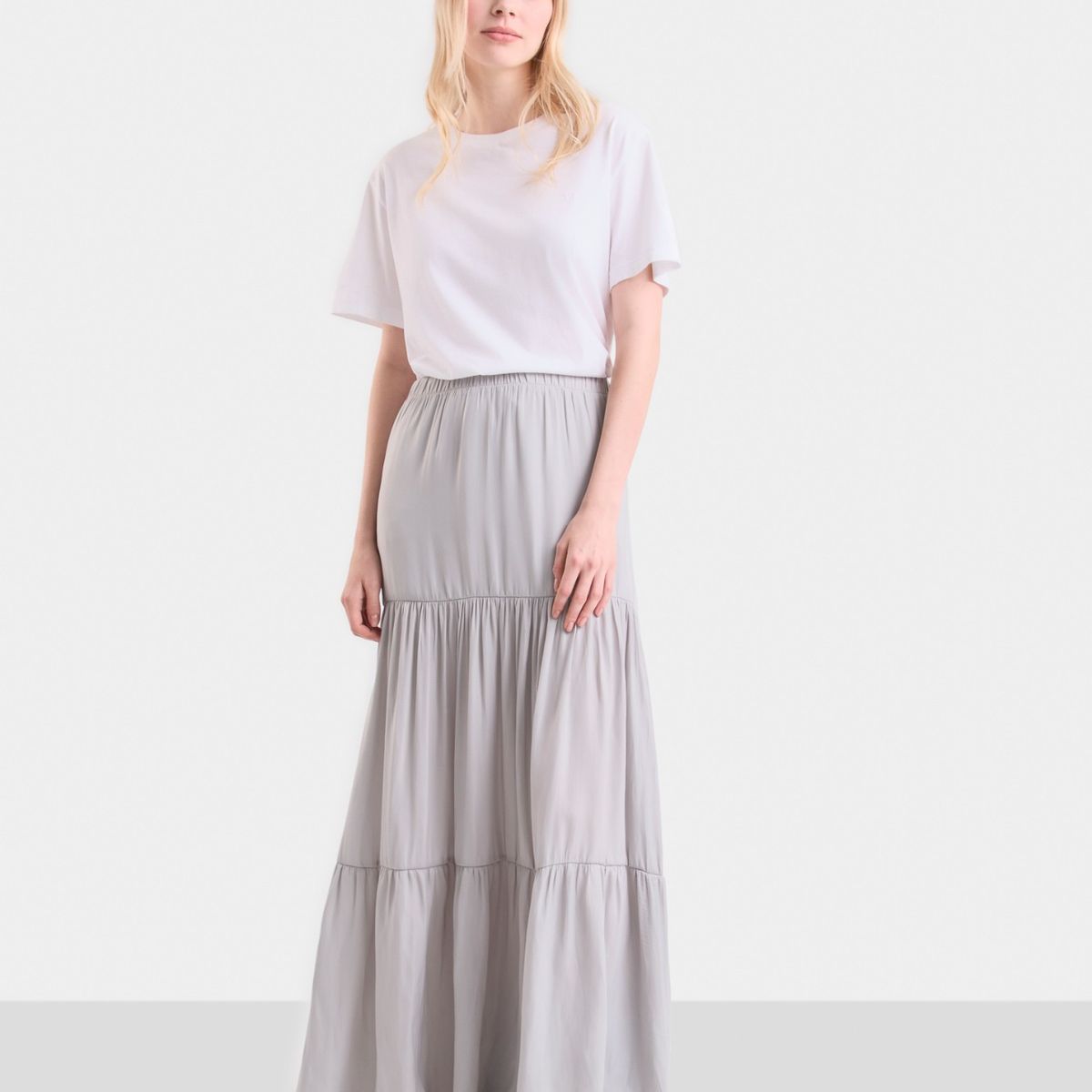 VELEZ - Vélez Maxi Falda Adana Para Mujer Capas Y Recogidos Plata