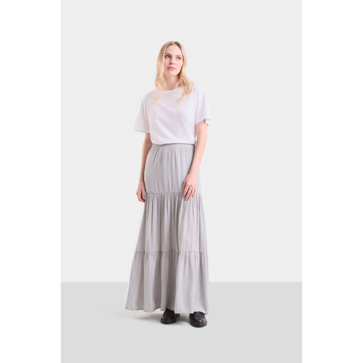 VELEZ - Vélez Maxi Falda Adana Para Mujer Capas Y Recogidos Plata