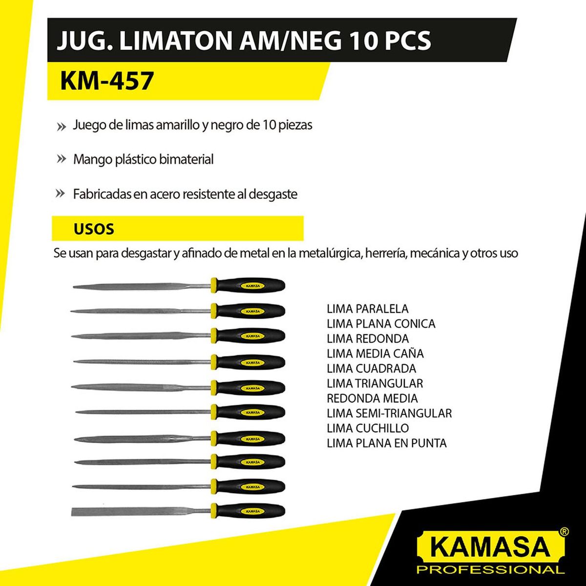 KAMASA - Juego de Limaton 3X140 10 Piezas Goma Kamasa KM457