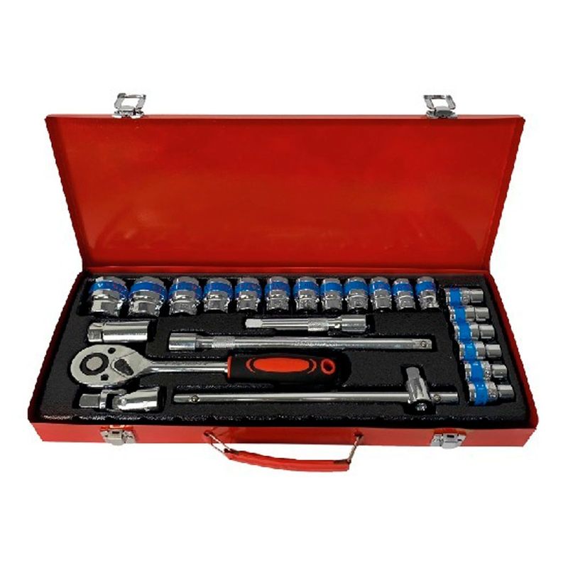 ASAKI - Juego Llave Ratchet + Dados 12 + Acc 24 Piezas Asaki ASK04955