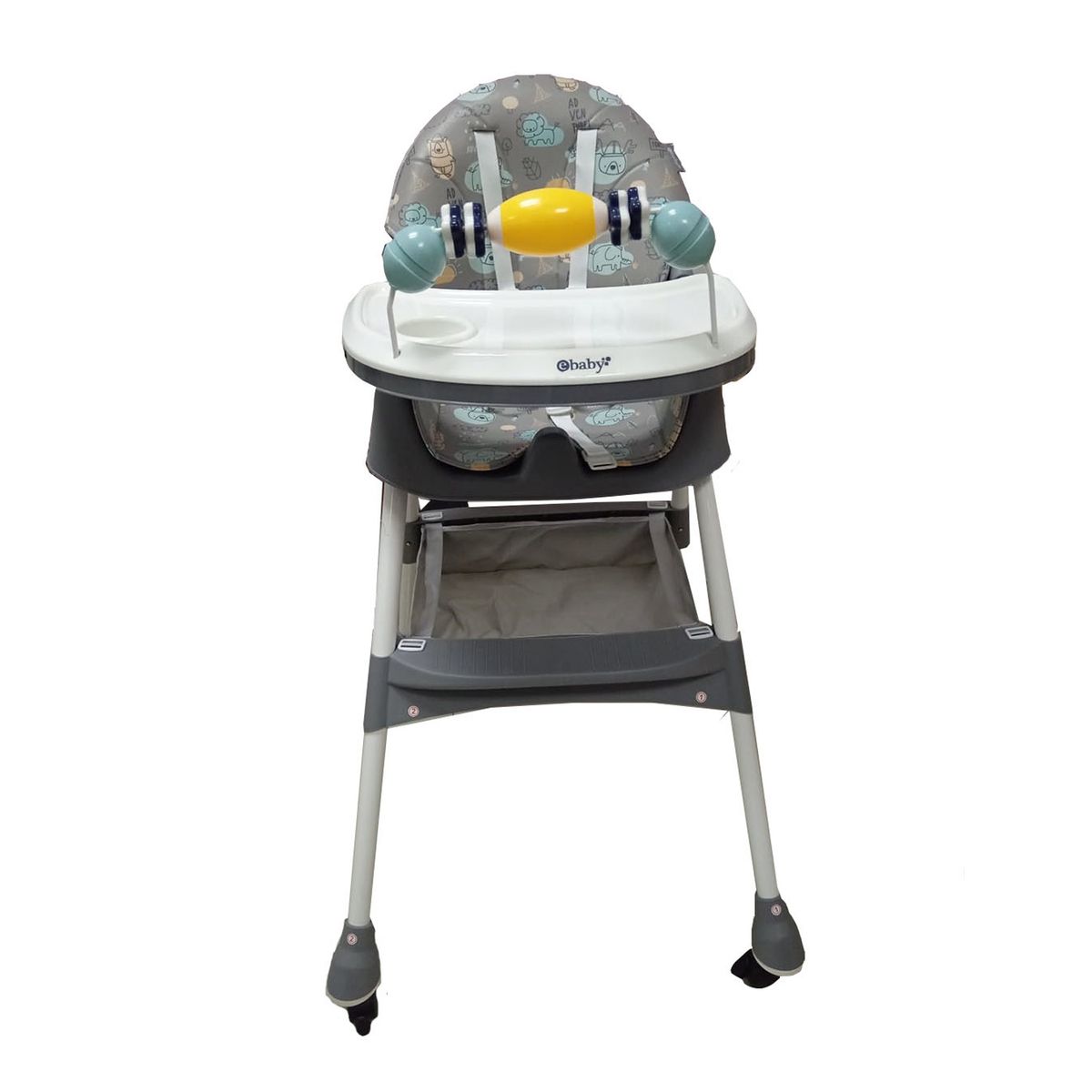 EBABY - Silla de Comer Asiento Reclinable con Ruedas DALI Gris